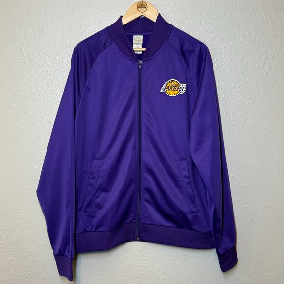NBA Lakers LA Los Angeles Bomber Jacket Retro Zip Basketball Purple Unisex Large - Picture 2 of 10
